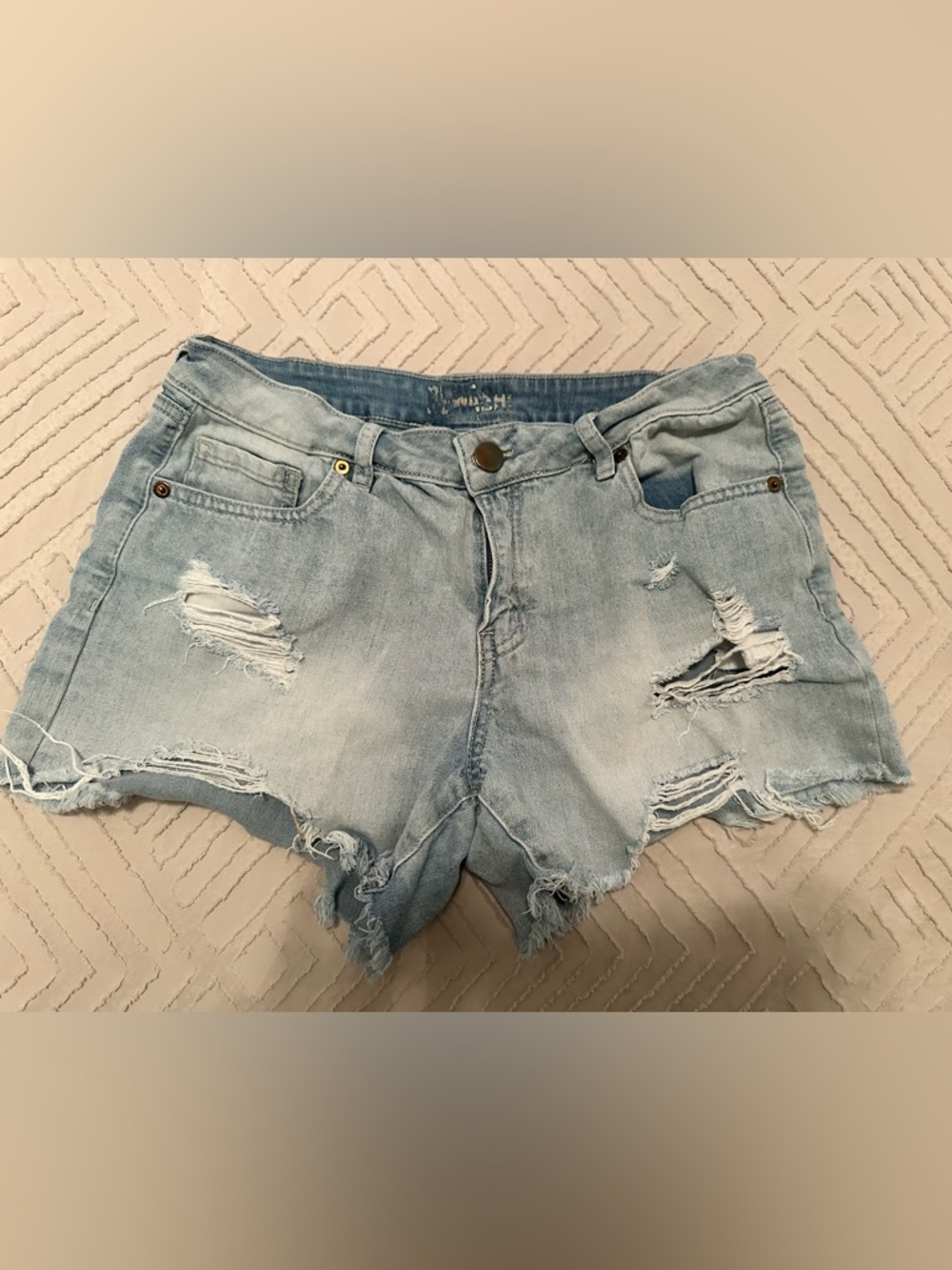 REWASH light blue denim cutoff shorts